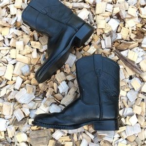 Jana Youth Black Leather Roping Boots size 13.5